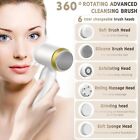 6in1 Facial Cleansing Brush Rechargable Face Scrubber Massager Skin Care 3 Mode