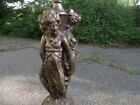 Beautyful Vtg Cast Brass Plant Table Pedestal Marble Top  36  X 12 