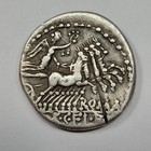 Roman Republic Ar Denarius 118-1178 Bc C Fabius Roma Head Right  m688