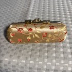 Vintage Compact Floral Tapestry Fabric Lipstick Holder Velvet Lined With Mirror