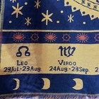 Vintage Zodiac Astrology Woven Tapestry Throw 64x82 Sun Moon Fringe Boho