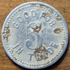 1905 Kirkland  Illinois Il Heldt   Mcallister Saloon Good For 5   Trade Token