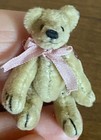 Miniature Dollhouse Artist Tiny Plush Fur Jointed 1 5    Bear Pink Bow  So Cute