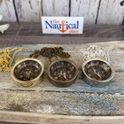 Brass Compass - Sundial  Push Button W  Lid  Antique  Gold  Silver  Necklace