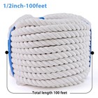 White Cotton Rope 1 2in    100ft Natural Twisted available As Used For Tug Of    