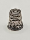 Antique Vintage Sterling Silver 925 Uk British Ornate Thimble Sz 9 Etch Pattern