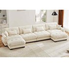 Modern Velvet Comfy Sectional Sofa Cloud Couch Lumbar throw Pillow W o Ottoman