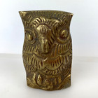 Vintage Brass Owl Figurine Bird Small Animal India Paperweight Desk Decor Gift
