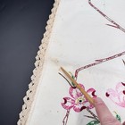 Embroidered Linen Floral Pink Flower Peony Table Runner Dresser Scarf Vtg Read
