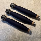 Lot Of 3 Blue Vintage Wood Textile Mill Bobbins Spools Yarn Wool Weaving