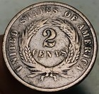 1868 Two Cent Piece 2c Ungraded Civil War Era Us Copper Coin Cc28832