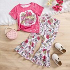 2pcs Fashion Toddler Kids Baby Girls Floral Shirt Tops flared Pants Clothes Set