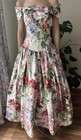 Vintage Floral Prairie Cottagecore Floral Polished Cotton Dress Off Shoulder Sz6