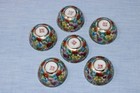 Set Of 6 Chinese Porcelain Sake Cups  Gold   Florals Chrysanthemum Peony Epoc
