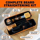Beard Grooming Kit  Heated Brush  Straightener  Spray  Soap  Balm  Comb  Case
