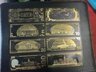 Set 8 Pc Us 1 2 5 10 20 50 100 Dollar Bill Full Set Banknote Black Gold