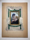 Vintage Original Painting Illustrative Advertisement Madonna   Child Signed Hall