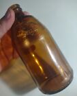 Vintage Anheuser Busch Amber Brown Glass Beer Bottle 6 5  Embossed A Eagle Empty