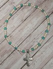 Howlite Silver Cross Beaded Necklace Handmade Stretch Boho White Turquoise New