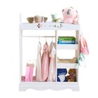Kids White pink Wardrobe W  Hanging Rail Shelves Oval Mirror 27 9  43 9 h