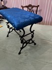 Antique Victorian Gothic Ornate Cast Iron Base Vanity Bench stool Art Deco