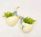 2pc Vintage 1987 Burwood Cottage White Geese Duck Family Wall Pocket Made Usa