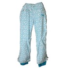 Burton Womens L Dryride Snowboard Ski Pants Blue White Print Waterproof Winter