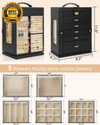 Jewelry Box 6-tier Organizer Functional 360   Rotating Jewelry Storage Case Women