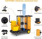 Commercial Janitorial Cart Heavy Duty 500 Lbs  3-tier Organizer  Large Capacity