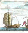 China Chinese Boats  vaisseaux Chinois  1749 Anson Original Antique Map