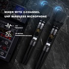 Bomge 04e Karaoke Audio Mixer 4 Channel Mixer With Dual Uhf Wireless Mic  Sou   