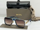 Dita Lxn-evo Dt Dts403-wti-gld-57 Matte Blue  Gold Metal Sunglasses Yellow Lens
