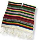 Vintage Mexican Serape Poncho Large Heavy  Textile Woven Wool 70x74 W  Fringe