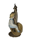 Antique Vtg Victorian Figural Boat Ship Shell Boy Sewing Thimble Holder French 