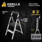 Gorilla Ladders Gla-2-2 2 Step Stool Ladder Work Folding Aluminum 250 Lbs Heavy