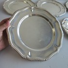 5 Sheffield Dinner Plates Antique Plate Georgian Respousee Border  Silver Copper
