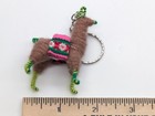 Llama Figure Charm Brown Pink Green Keychain