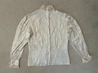 Vintage Ivory Lace Long Sleeve Blouse Edwardian Victorian High Neck Button Back