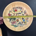 Vintage Florida Bamboo Bowl State Map 12  Diameter Souvenir Retro