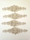 4 Diy Applique Parts Silver Clear Rhinestone Pearl Diy Trim