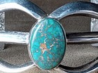 Vintage Navajo  Native American Sterling Silver Natural Turquoise Cuff Bracelet