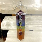 Rainbow Chakra Crystal Double Point Pendant 7 Bonded Stone Necklace Reiki Healin