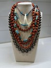 Vtg Estate Turquoise Coral Navajo Pearl Sterling 925 Jewelry Lot Necklace  read