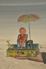 Vintage Wind Up C k Trademark Girl   Duck Litho Tin Toy  Japan