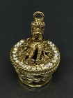 Vtg Goldtone Puppy Dog In A Basket Secret Compartment Pill Box Pendant 1 5   