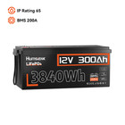 Lifepo4 12v 300ah Deep Cycle Lithium Battery 200a Bms For Rv Solar Boat Off-grid