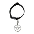 Wiccan Black Cat Collar Pentacle Charm Safety Breakaway Adjustable - Cc-809