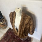 Mink Fur Cape Stole Bridal Wrap Shawl Cream Hollywood Glam Mint Pockets Carmel