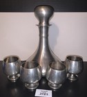 Lunt Silversmiths English Pewter Decanter 4 Cups Vintage Barware See Photos