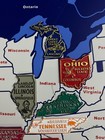 Vintage 2004 Usa State Magnet Map Board W  15 Souvenir Magnets Cude Travel Set
